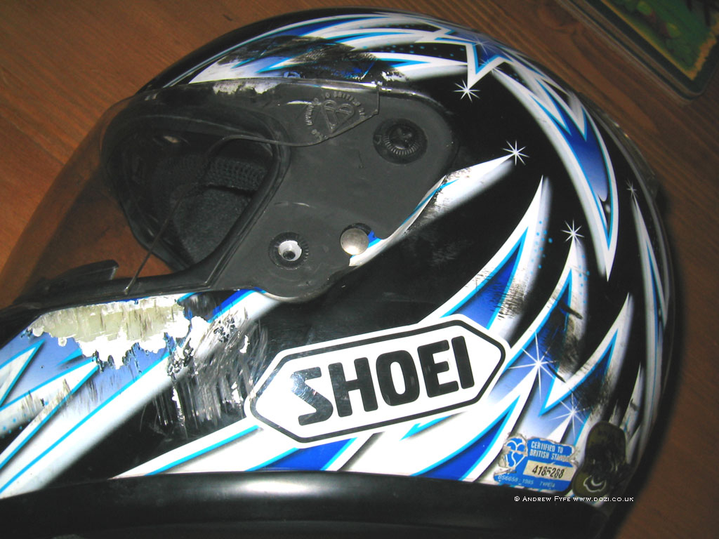 Tyre marks showing why it pays to wear a helmet